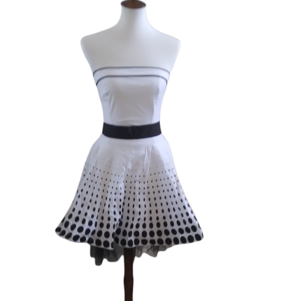 Strapless polka dot dress